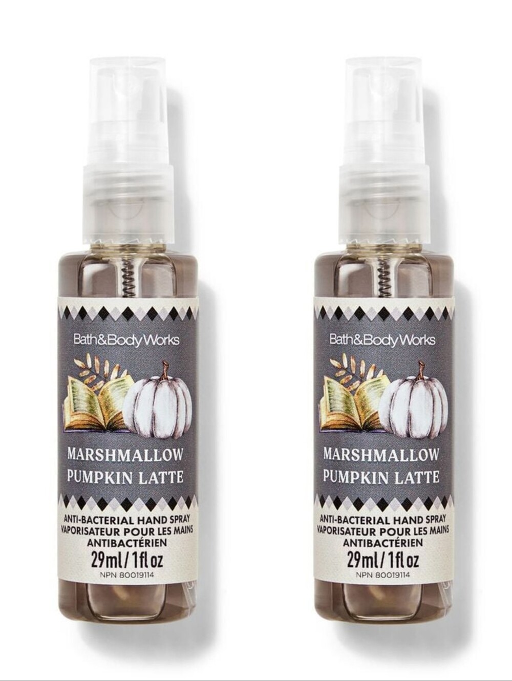 Bath & Body Works Marshmallow Pumpkin Latte Anti-Bacterial Hand Spray Set of 2